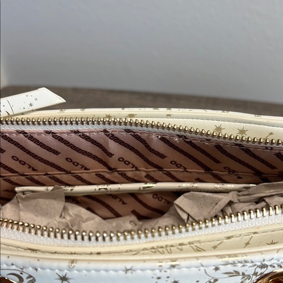 Aldo Gorgeous White & Gold Shimmery Mini Bag with Charm and Crossbody Strap✨ - Picture 10 of 14